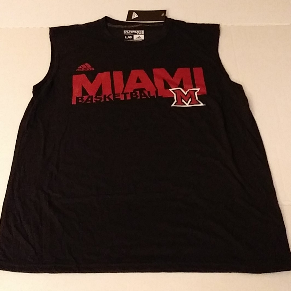 NWT mens adidas muscle Tank L black red Miami